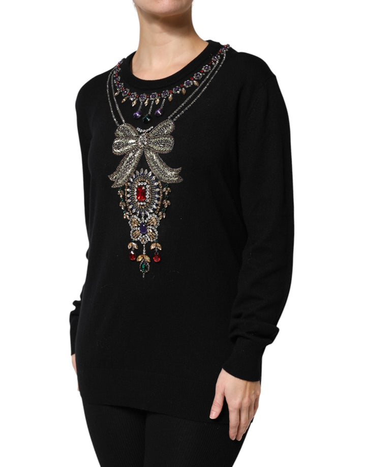 Women’s Dolce &amp; Gabbana Black Cashmere Crystal Embellished Sweater