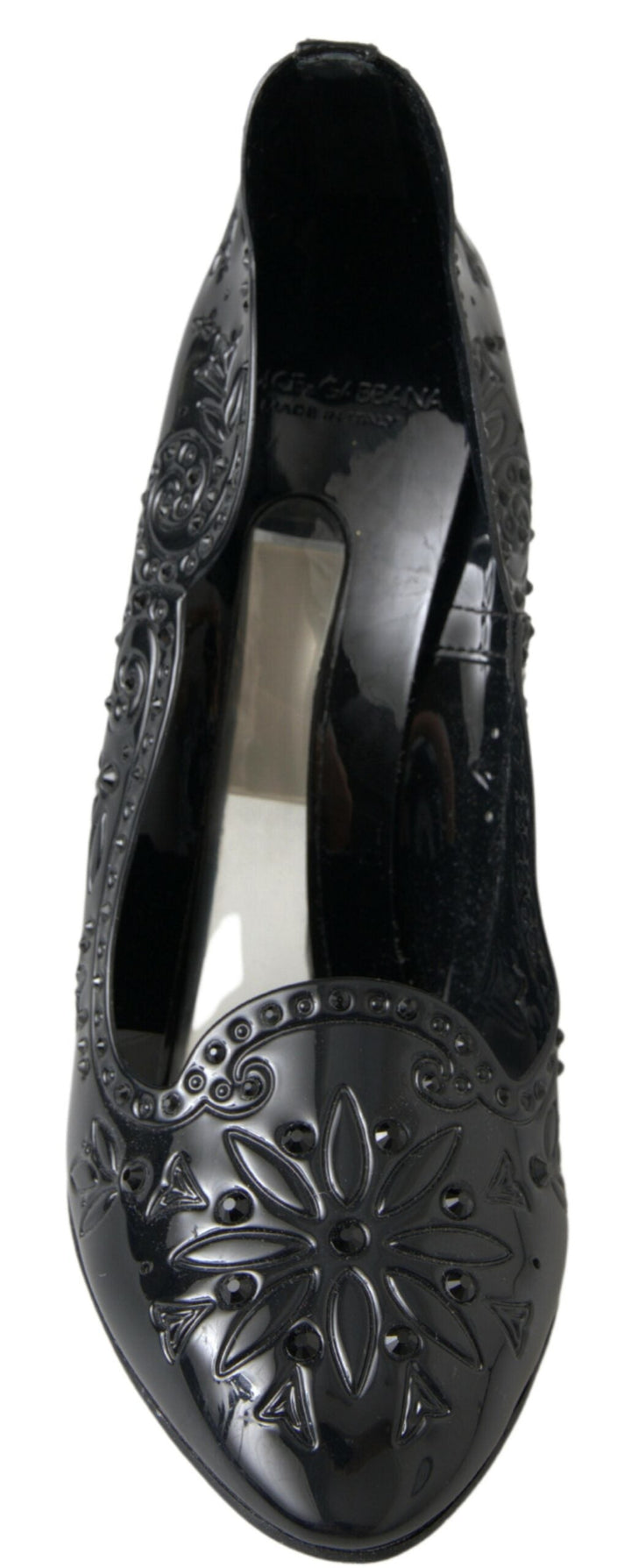 Women’s Dolce &amp; Gabbana Black Cinderella Floral Crystal Heels Shoes