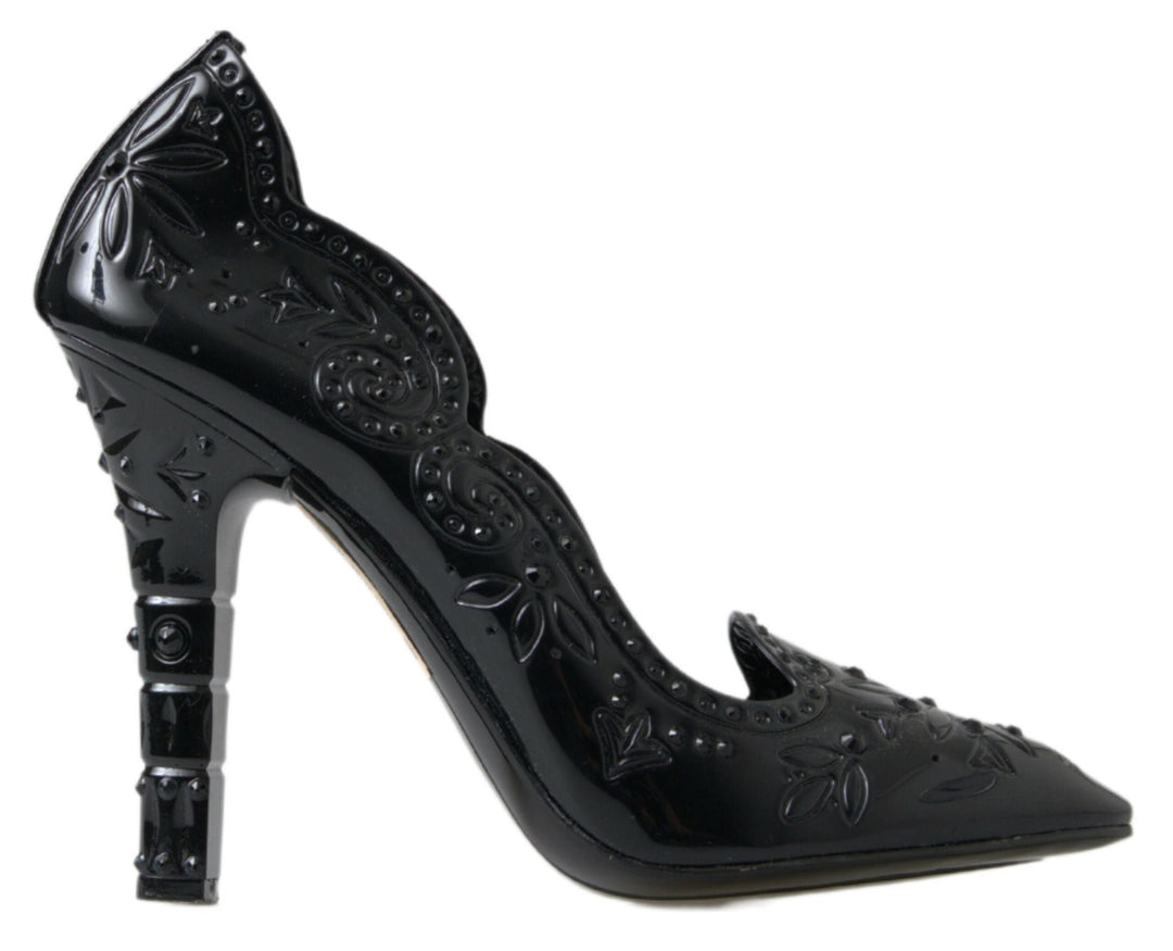 Women’s Dolce & Gabbana Black Cinderella Floral Crystal Heels Shoes