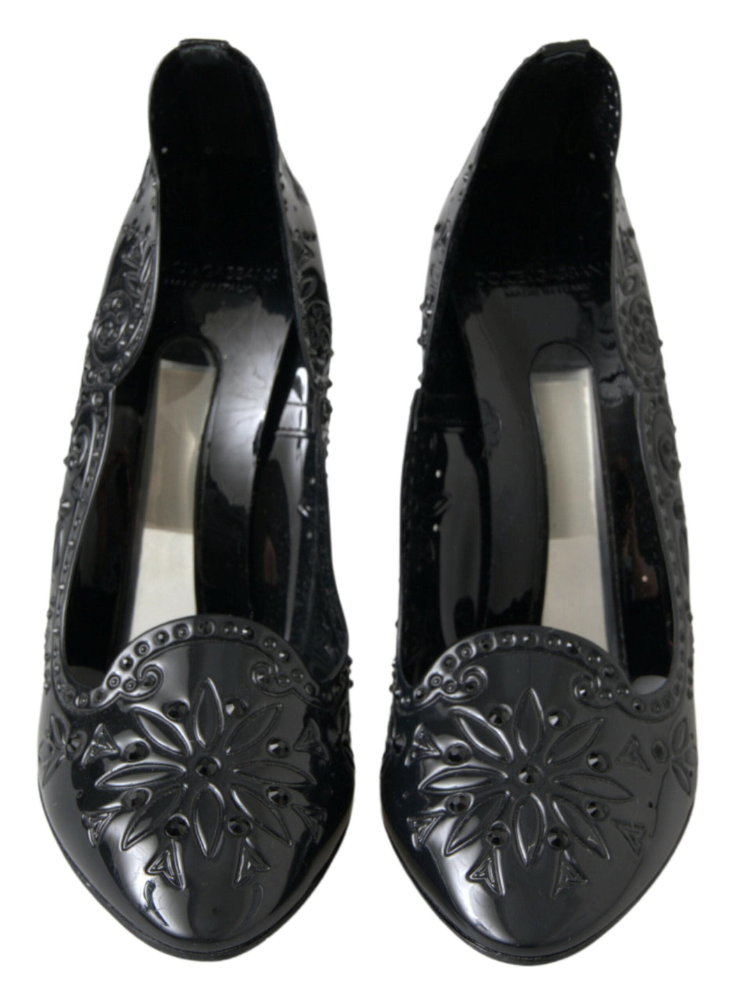 Women’s Dolce &amp; Gabbana Black Cinderella Floral Crystal Heels Shoes