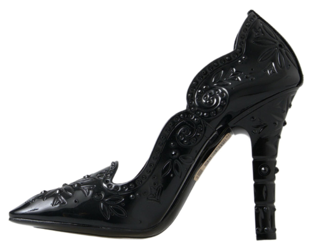 Women’s Dolce & Gabbana Black Cinderella Floral Crystal Heels Shoes