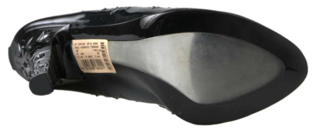 Women’s Dolce &amp; Gabbana Black Cinderella Floral Crystal Heels Shoes