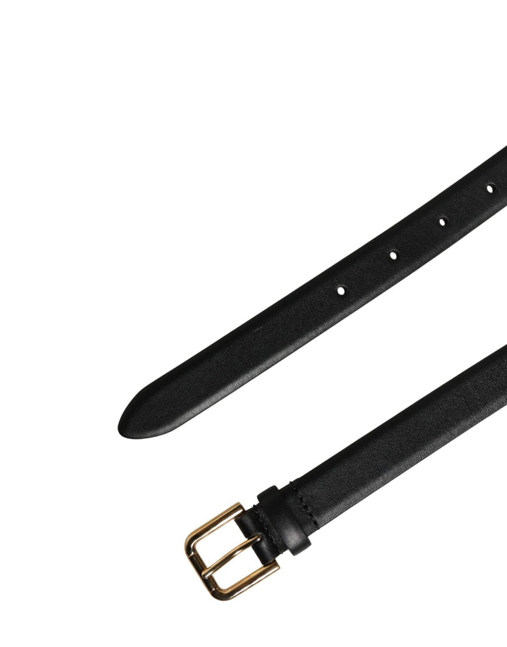 Women’s Dolce &amp; Gabbana Black Classic Leather Gold Metal Buckle Belt