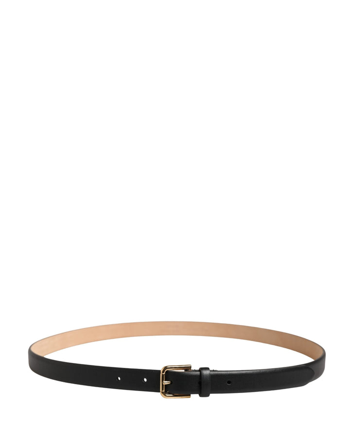 Women’s Dolce &amp; Gabbana Black Classic Leather Gold Metal Buckle Belt