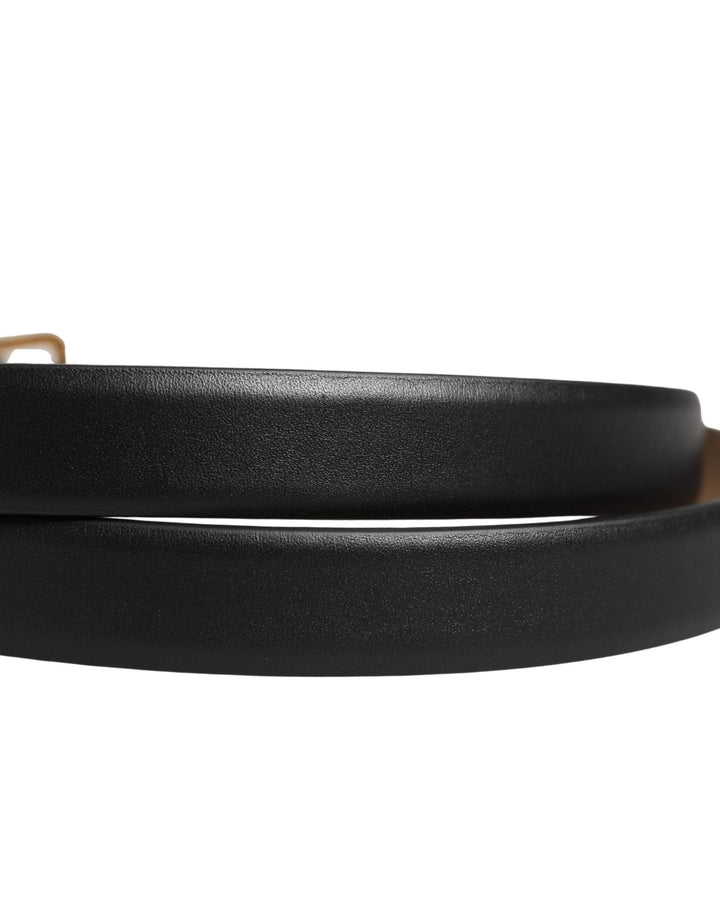 Women’s Dolce &amp; Gabbana Black Classic Leather Gold Metal Buckle Belt