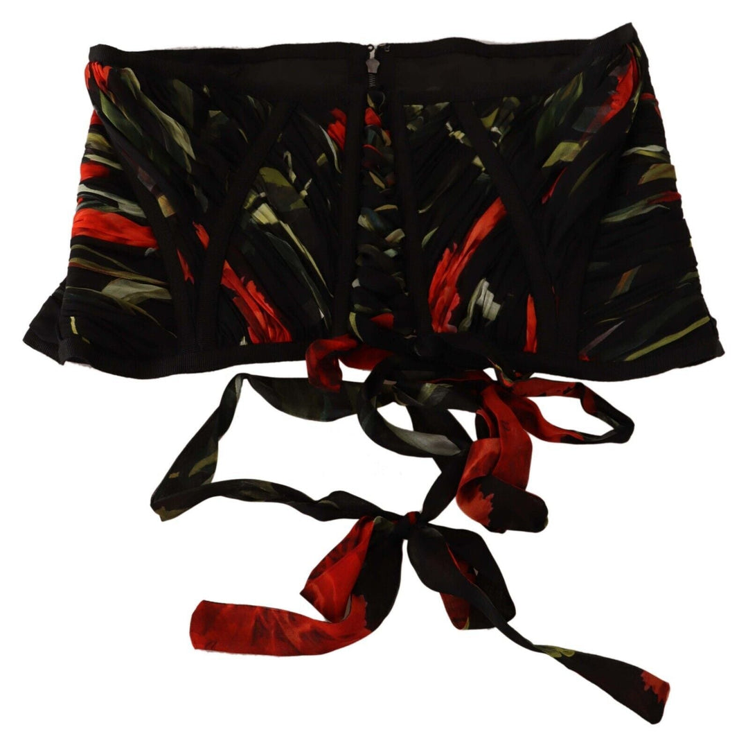 Women’s Dolce &amp; Gabbana Black Corset Belt Stretch Waist Strap Silk Top
