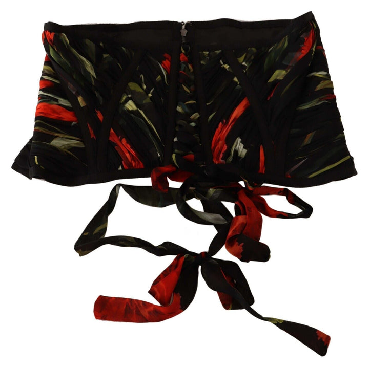 Women’s Dolce &amp; Gabbana Black Corset Belt Stretch Waist Strap Silk Top