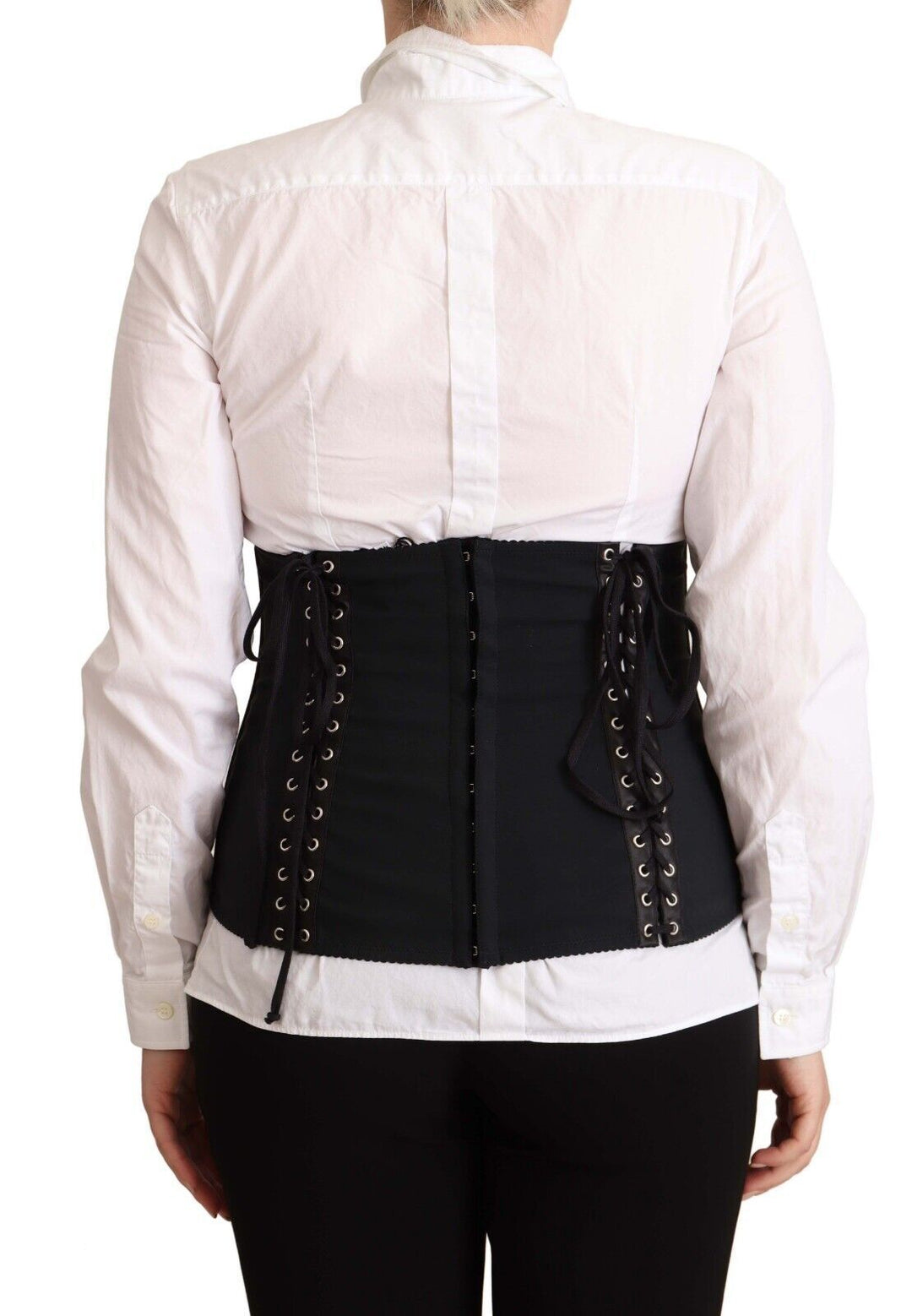Women’s Dolce &amp; Gabbana Black Corset Belt Stretch Waist Strap Top