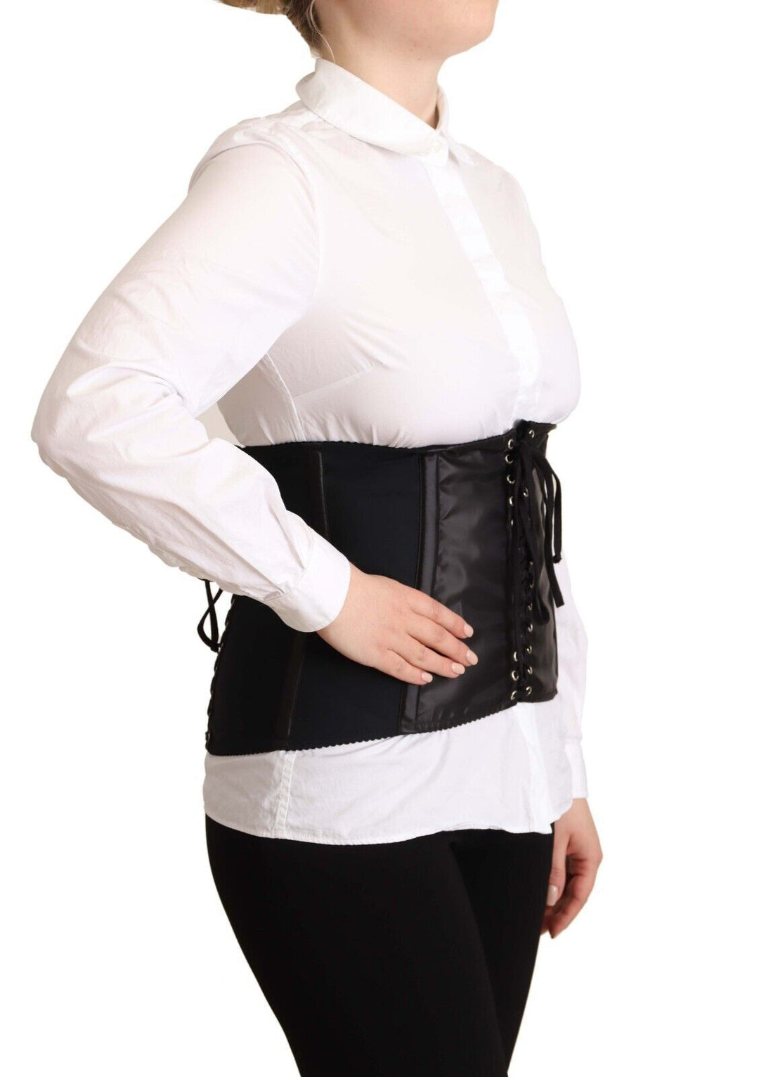 Women’s Dolce & Gabbana Black Corset Belt Stretch Waist Strap Top