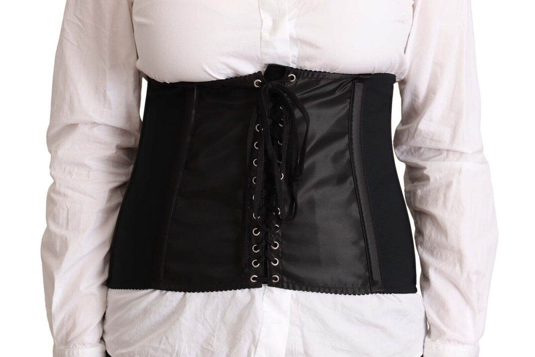 Women’s Dolce &amp; Gabbana Black Corset Belt Stretch Waist Strap Top