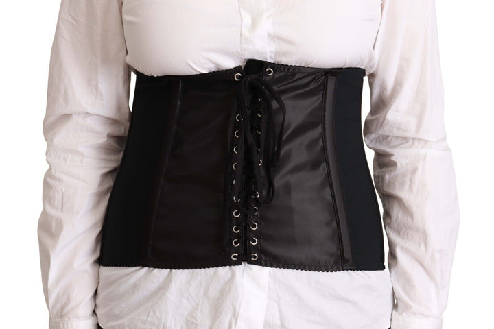 Women’s Dolce &amp; Gabbana Black Corset Belt Stretch Waist Strap Top