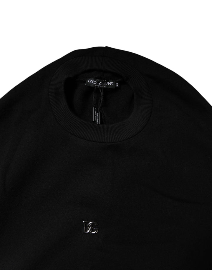Women’s Dolce &amp; Gabbana Black Cotton Crew Neck Sweatshirt Sweater
