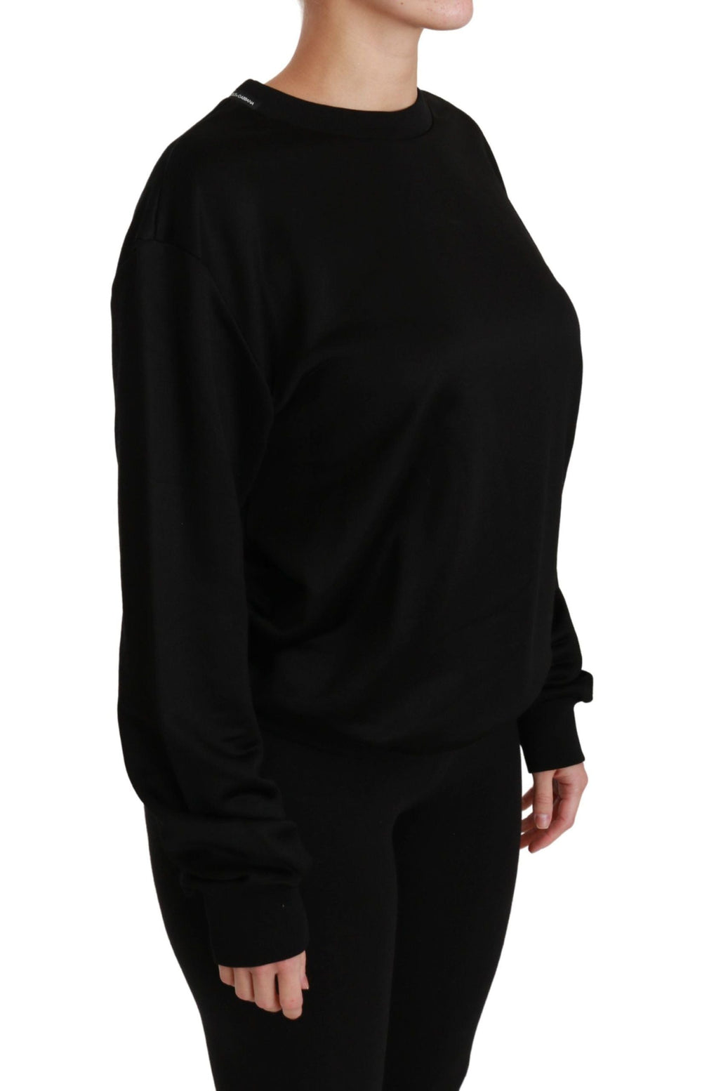 Women’s Dolce & Gabbana Black Cotton Crewneck Pullover Sweater