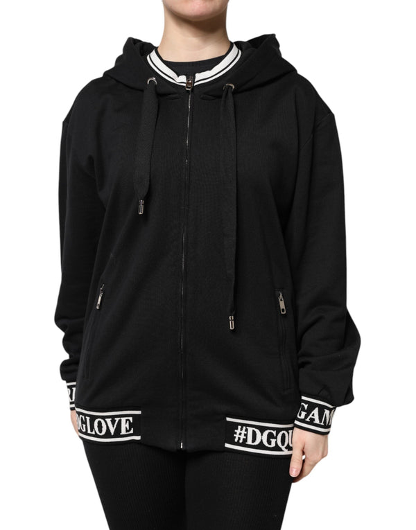 Women’s Dolce & Gabbana Black Cotton Hooded Full Zip Sweatshirt Sweater