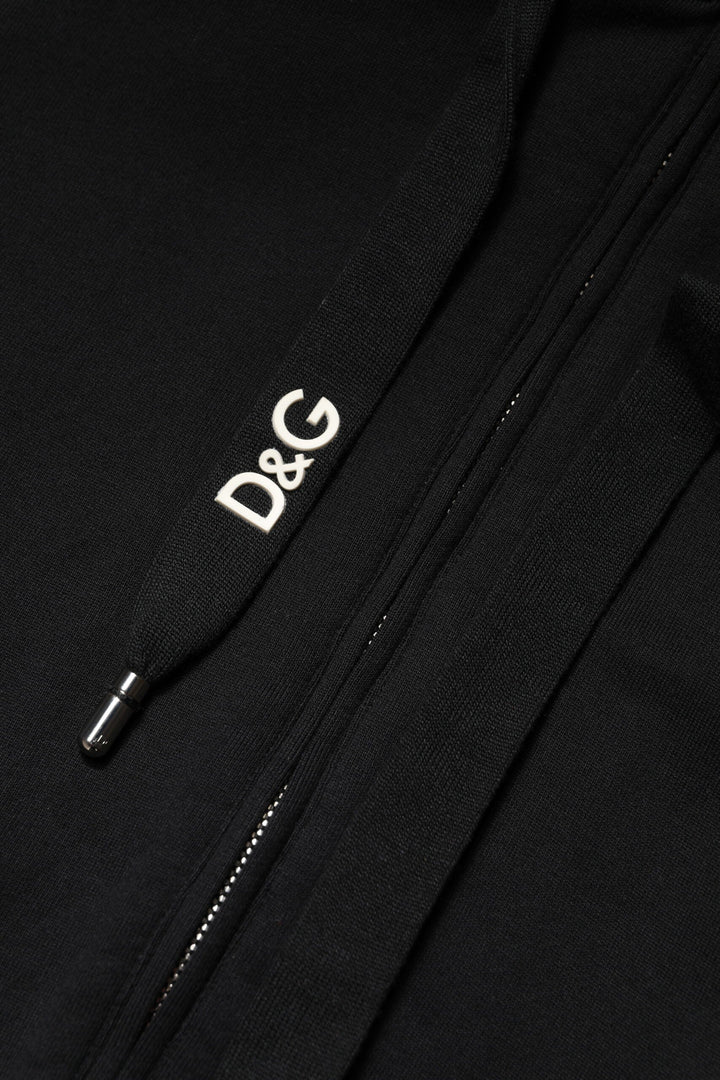 Women’s Dolce &amp; Gabbana Black Cotton Hooded Full Zip Sweatshirt Sweater