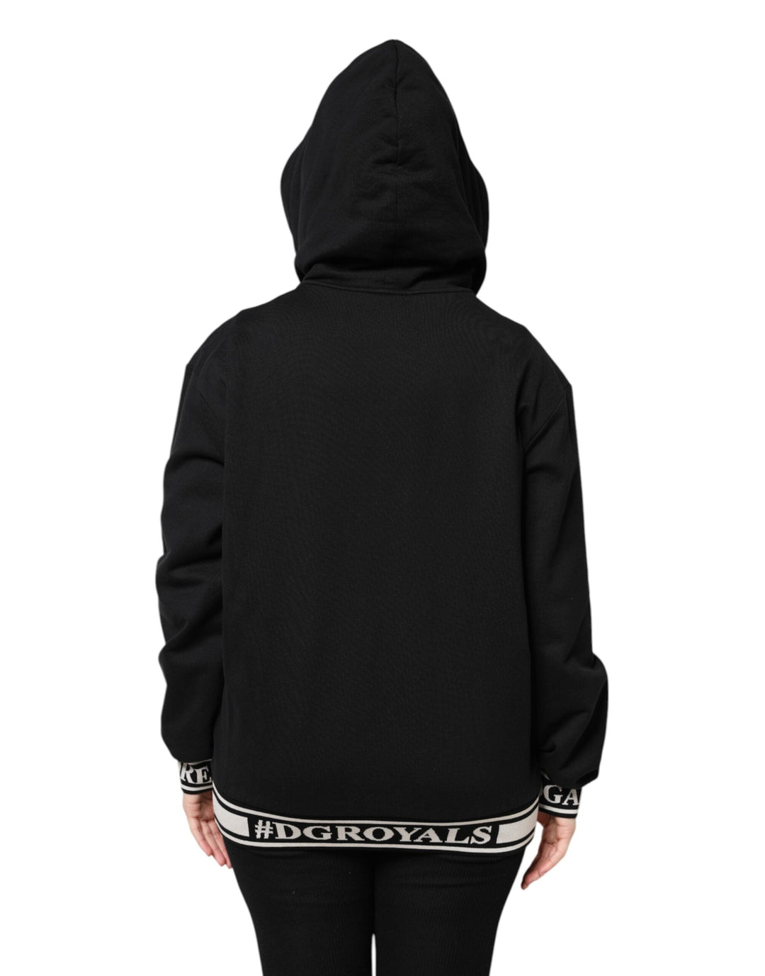 Women’s Dolce &amp; Gabbana Black Cotton Hooded Full Zip Sweatshirt Sweater