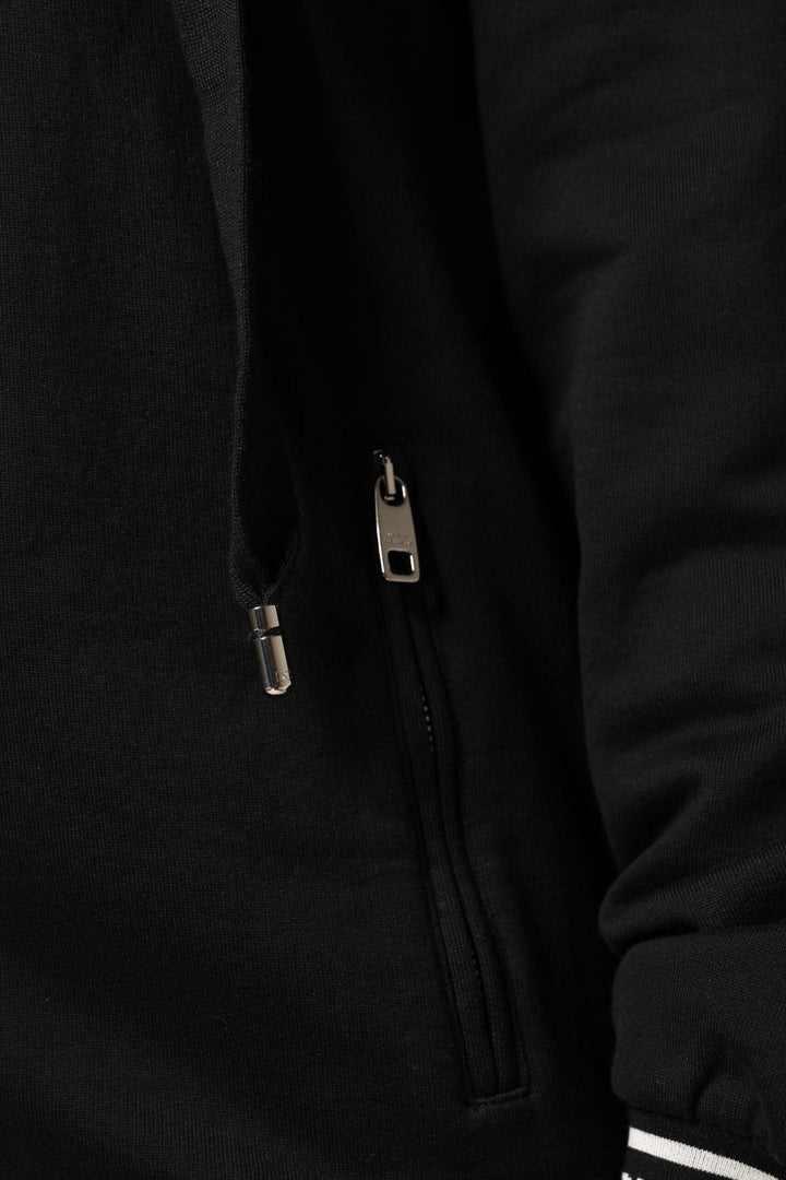Women’s Dolce &amp; Gabbana Black Cotton Hooded Full Zip Sweatshirt Sweater