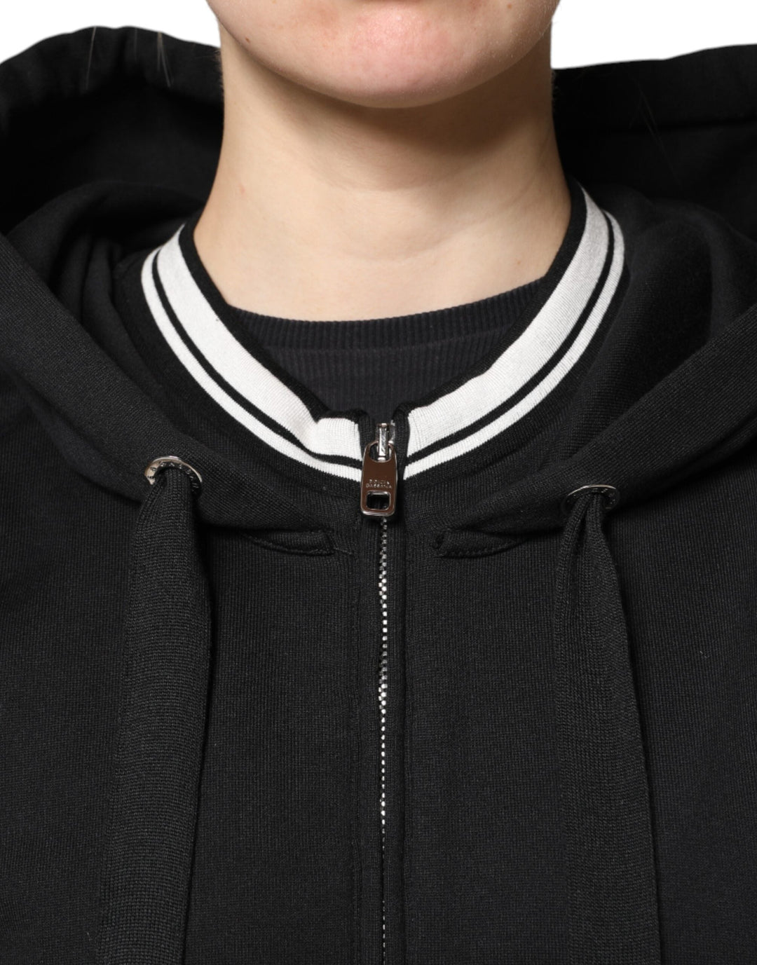 Women’s Dolce &amp; Gabbana Black Cotton Hooded Full Zip Sweatshirt Sweater