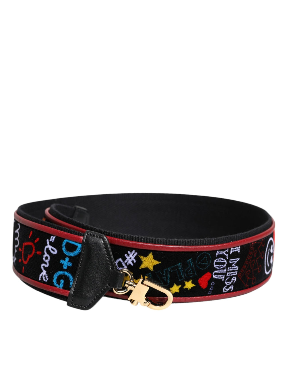 Women’s Dolce & Gabbana Black Cotton Printed Bag Shoulder Strap