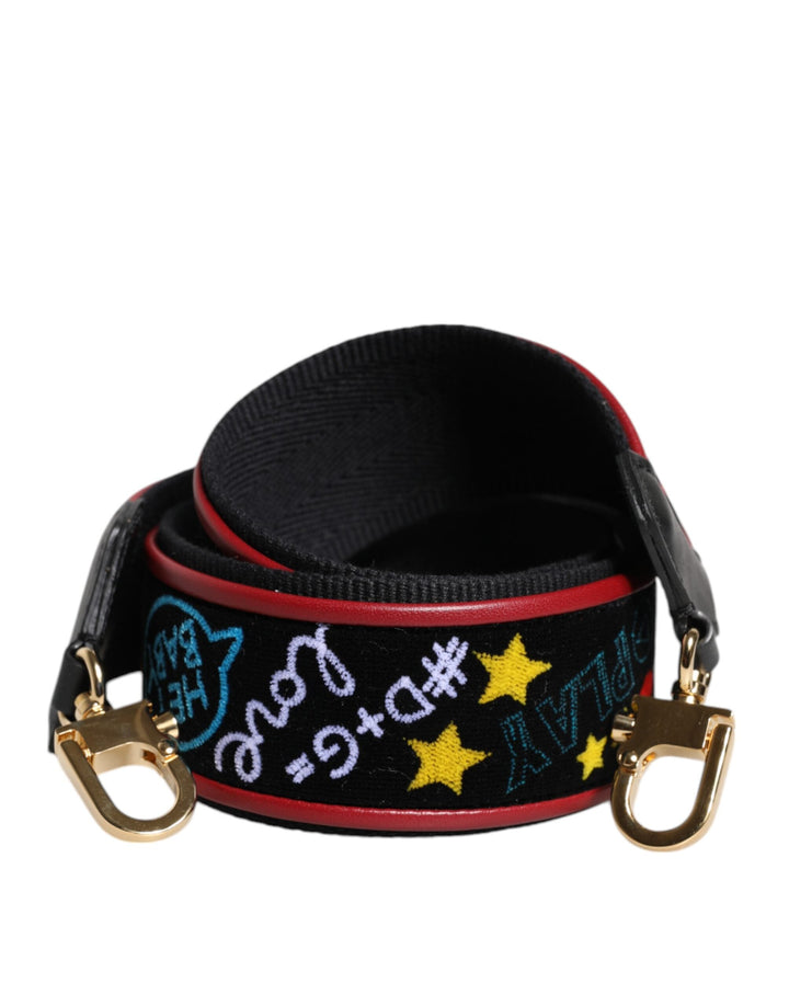 Women’s Dolce &amp; Gabbana Black Cotton Printed Bag Shoulder Strap