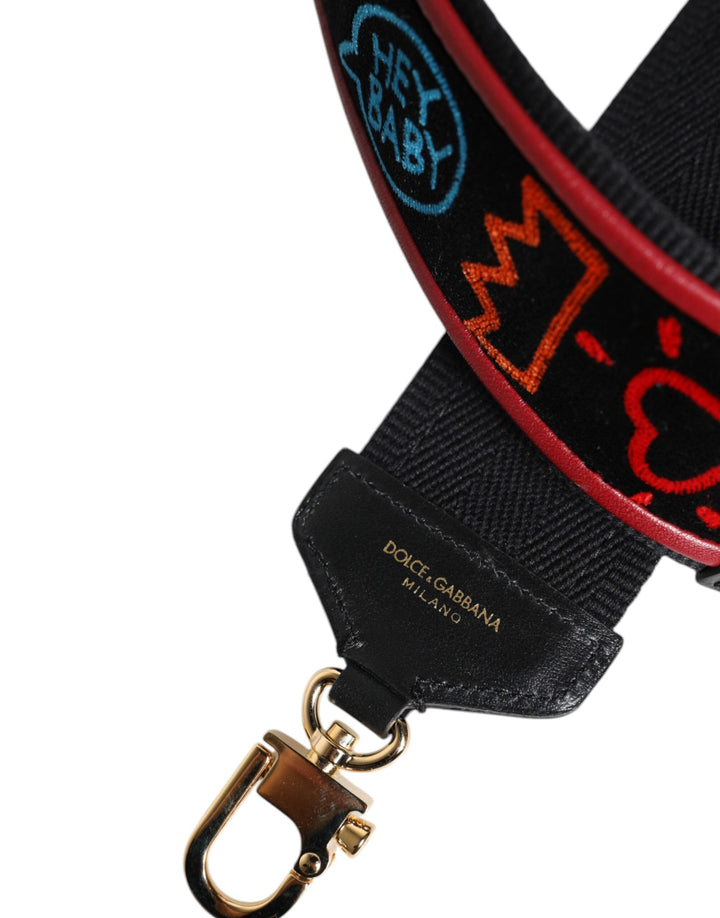Women’s Dolce &amp; Gabbana Black Cotton Printed Bag Shoulder Strap