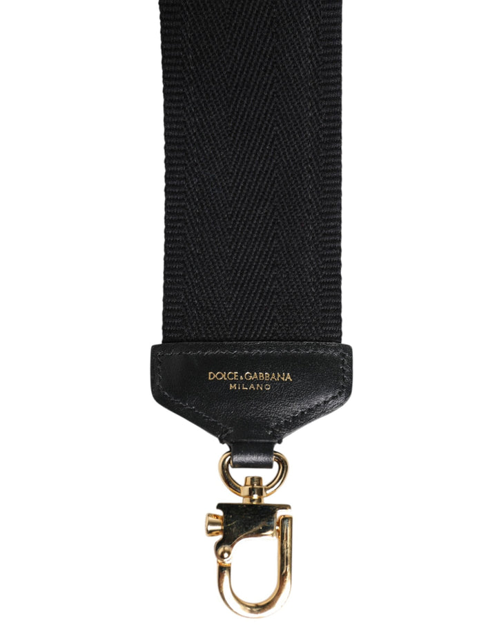 Women’s Dolce &amp; Gabbana Black Cotton Printed Women Bag Accessory Shoulder Strap