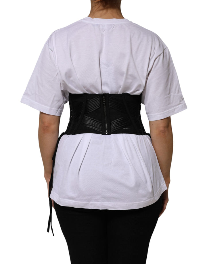 Women’s Dolce &amp; Gabbana Black Cotton Waist Laceup Strap Corset Belt