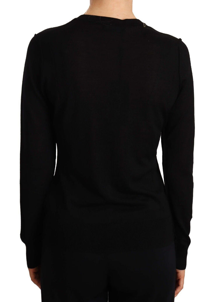 Women’s Dolce &amp; Gabbana Black Crewneck Pullover Staff Sweater Wool