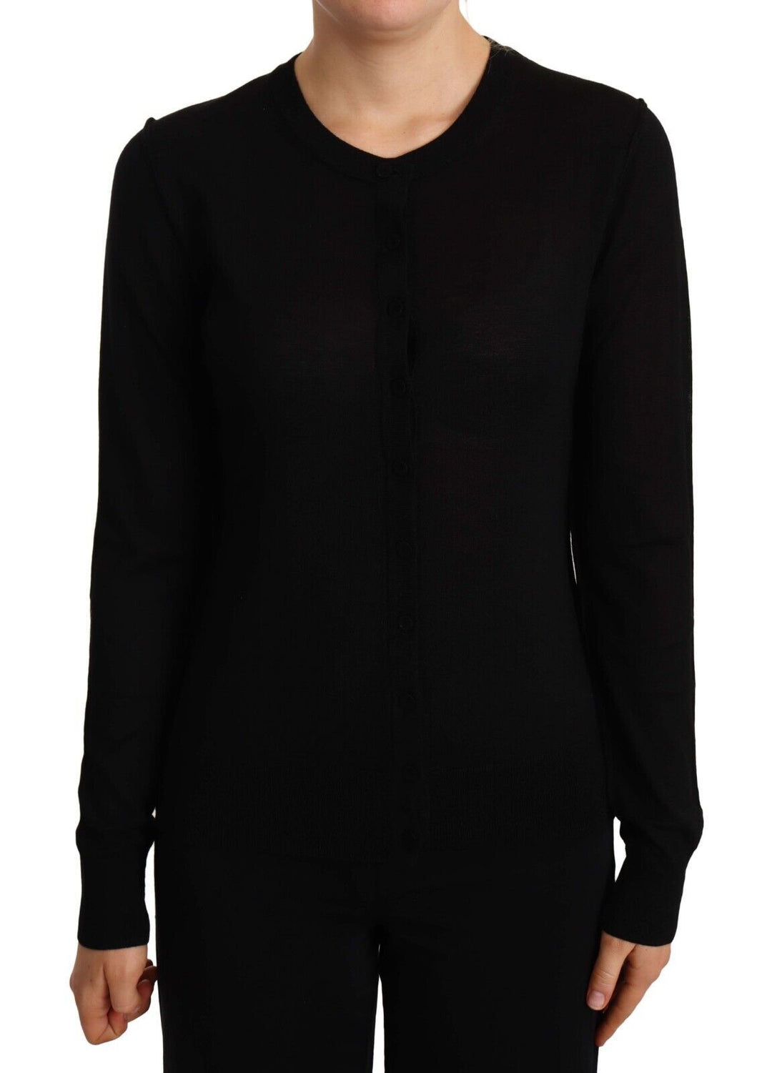 Women’s Dolce &amp; Gabbana Black Crewneck Pullover Staff Sweater Wool