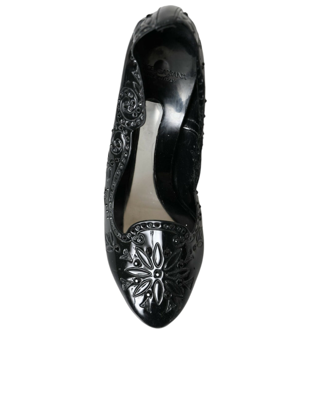 Women’s Dolce &amp; Gabbana Black Crystal Cinderella Heels Pumps Shoes