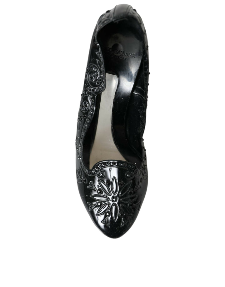 Women’s Dolce &amp; Gabbana Black Crystal Cinderella Heels Pumps Shoes