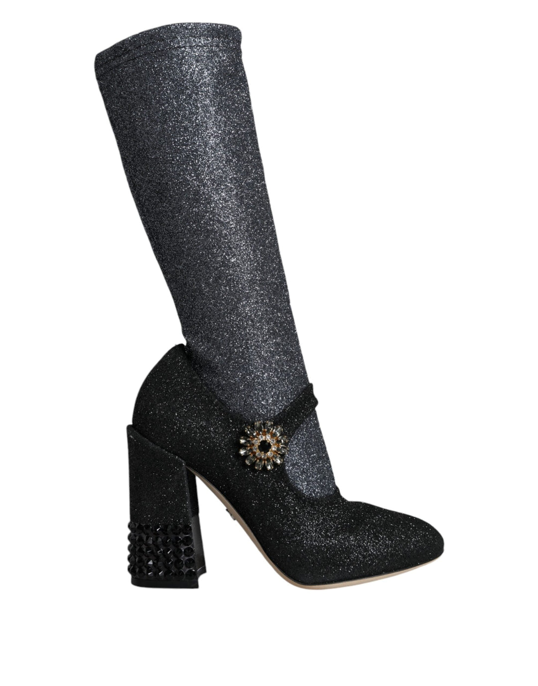 Women’s Dolce &amp; Gabbana Black Crystal Mary Janes Booties Shoes
