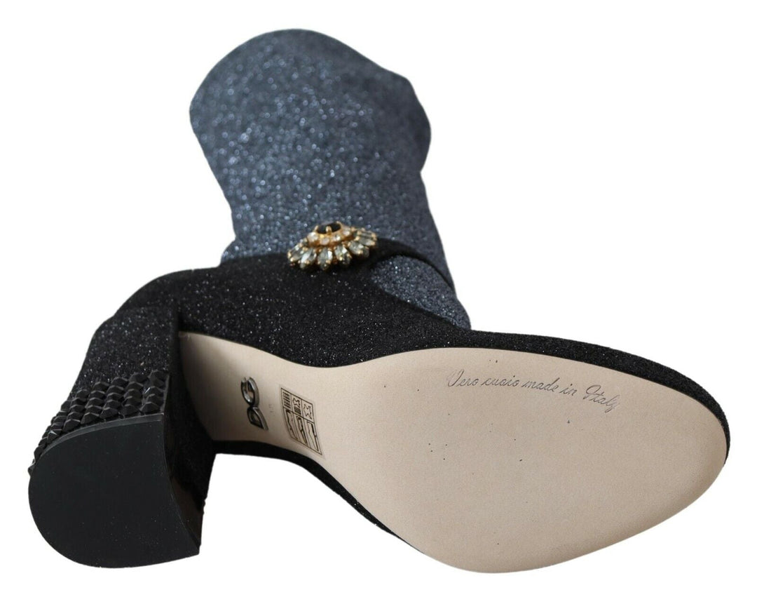 Women’s Dolce & Gabbana Black Crystal Mary Janes Booties Shoes