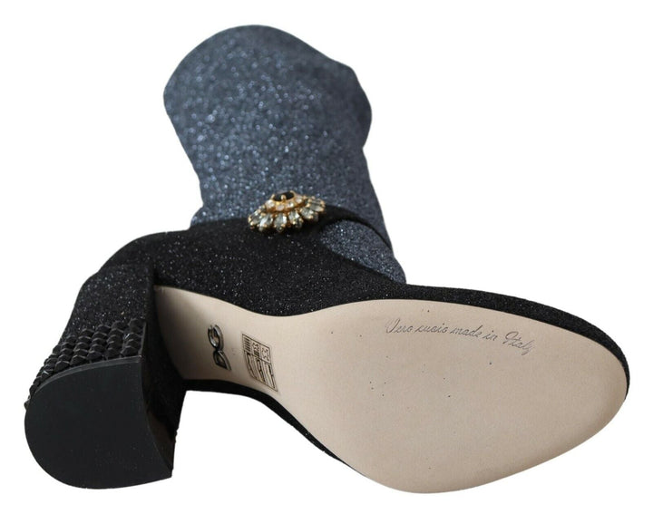 Women’s Dolce &amp; Gabbana Black Crystal Mary Janes Booties Shoes