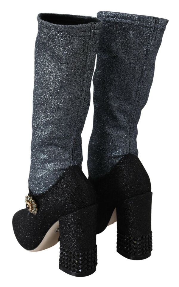 Women’s Dolce &amp; Gabbana Black Crystal Mary Janes Booties Shoes
