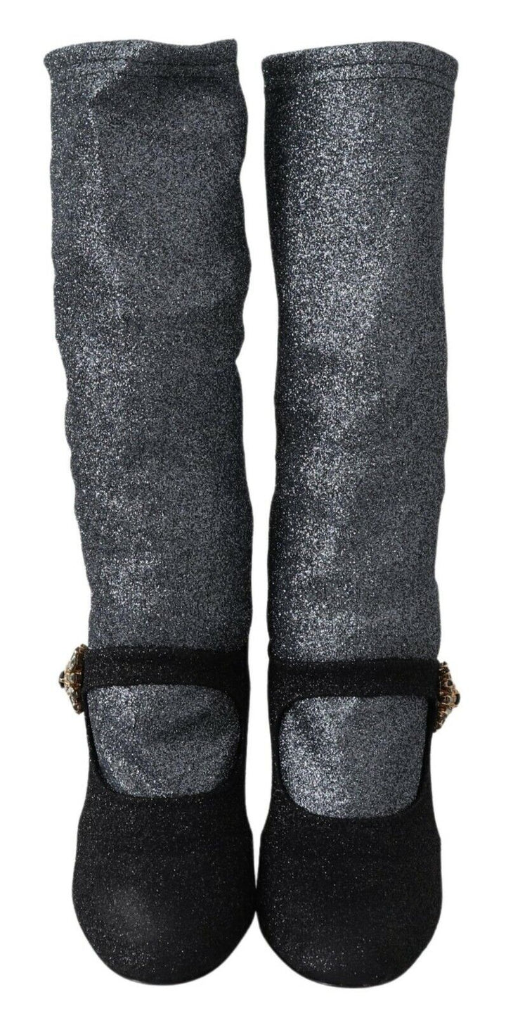 Women’s Dolce &amp; Gabbana Black Crystal Mary Janes Booties Shoes