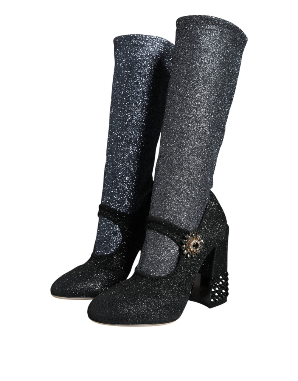 Women’s Dolce & Gabbana Black Crystal Mary Janes Booties Shoes