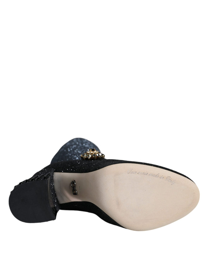 Women’s Dolce &amp; Gabbana Black Crystal Mary Janes Booties Shoes