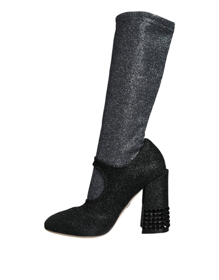 Women’s Dolce &amp; Gabbana Black Crystal Mary Janes Booties Shoes