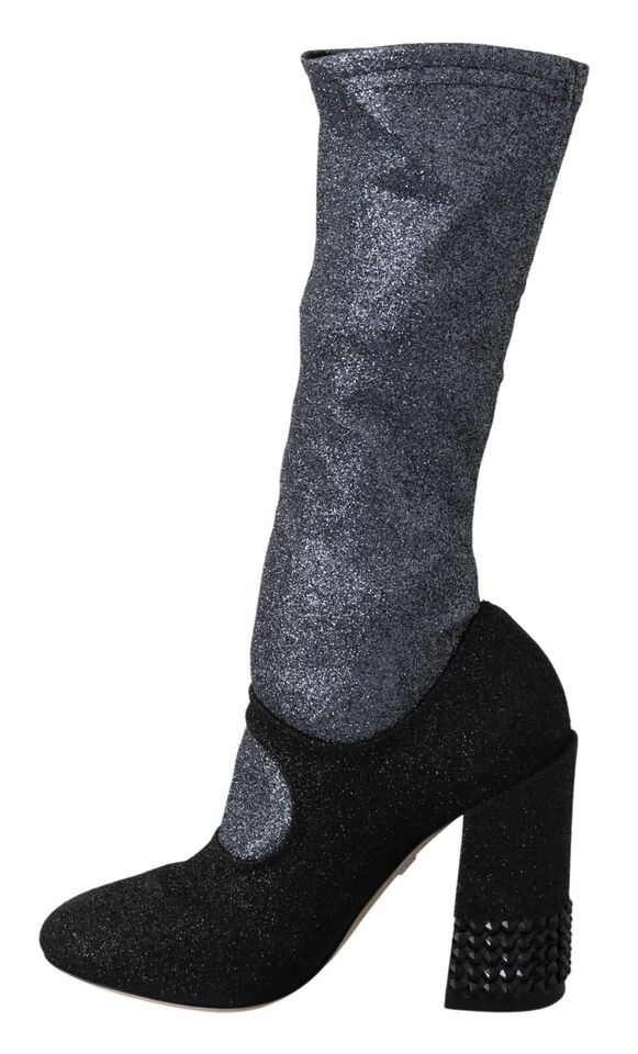 Women’s Dolce &amp; Gabbana Black Crystal Mary Janes Booties Shoes