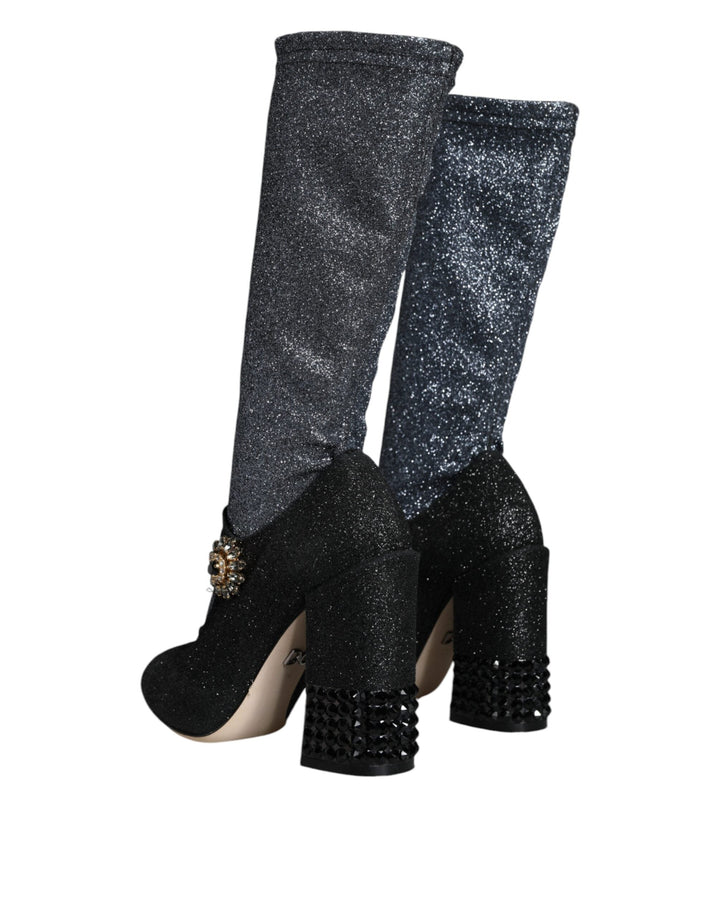 Women’s Dolce &amp; Gabbana Black Crystal Mary Janes Booties Shoes