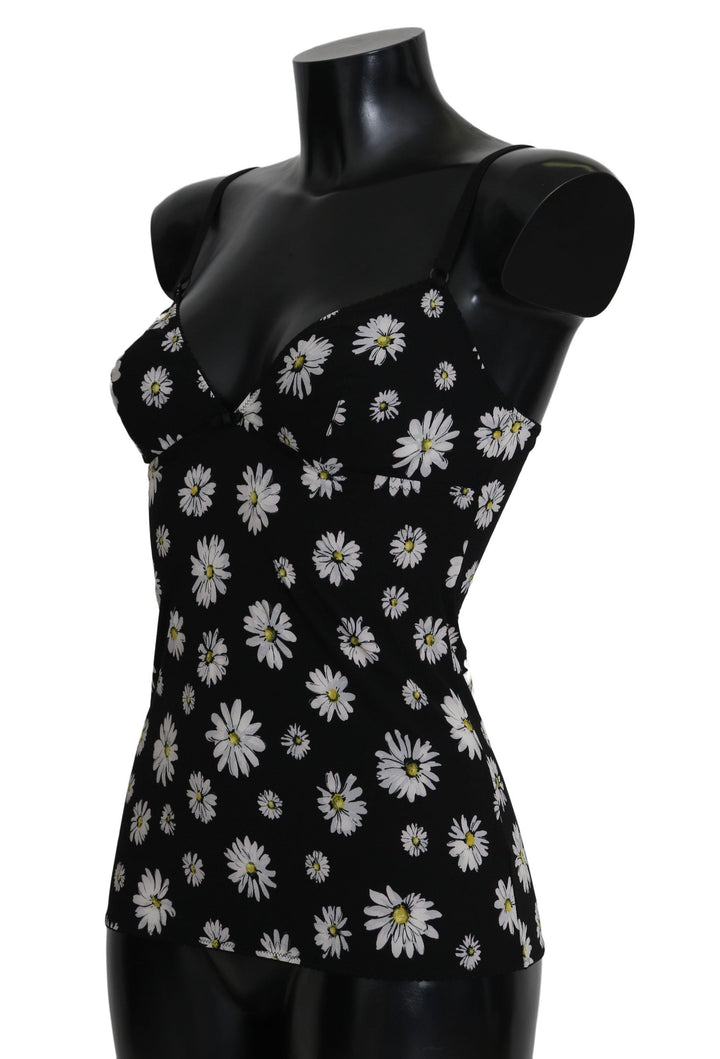 Women’s Dolce &amp; Gabbana Black Daisy Print Dress Lingerie Chemisole