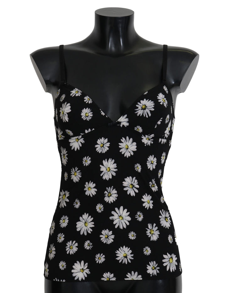 Women’s Dolce &amp; Gabbana Black Daisy Print Dress Lingerie Chemisole