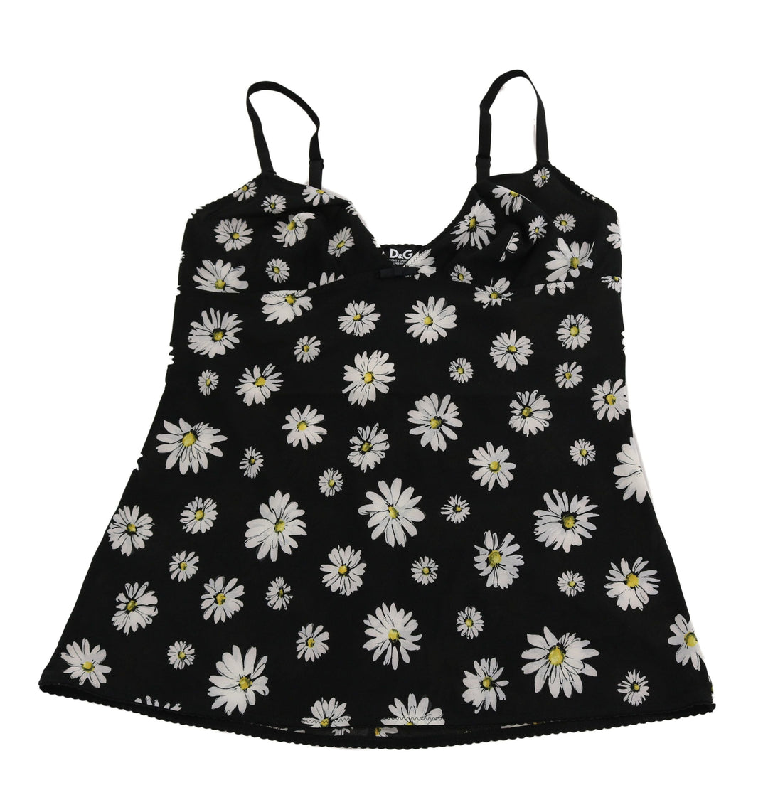 Women’s Dolce &amp; Gabbana Black Daisy Print Dress Lingerie Chemisole