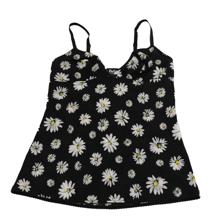 Women’s Dolce &amp; Gabbana Black Daisy Print Dress Lingerie Chemisole