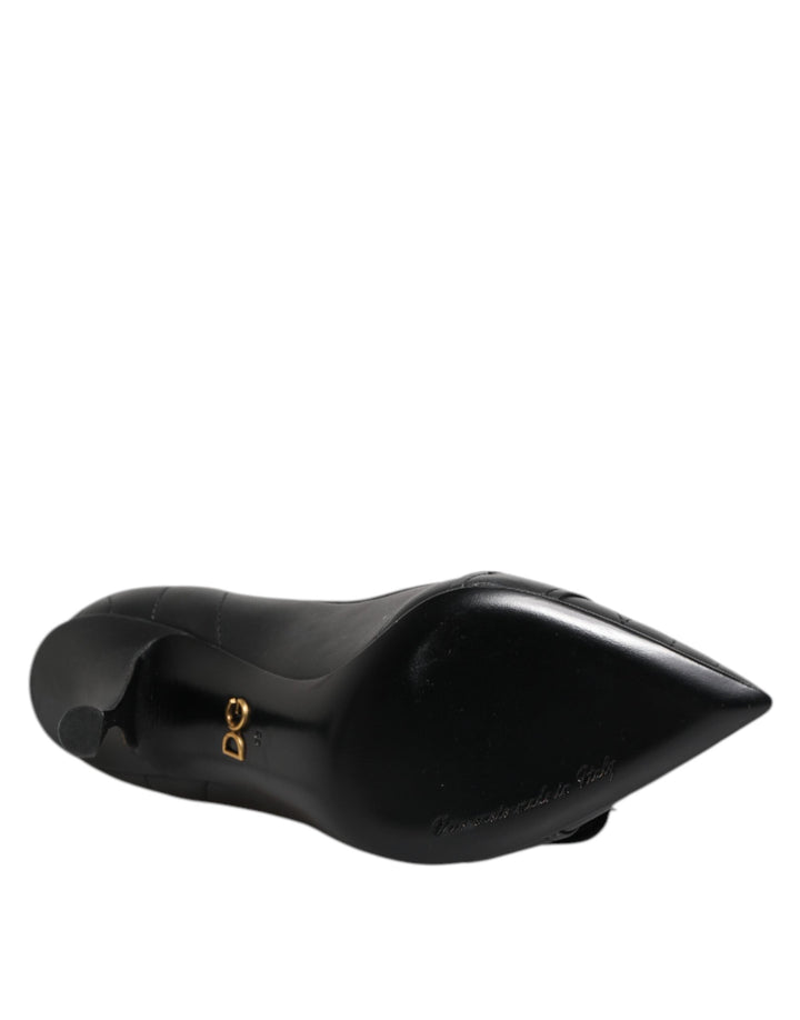 Women’s Dolce &amp; Gabbana Black Devotion Leather Heels Pumps Shoes