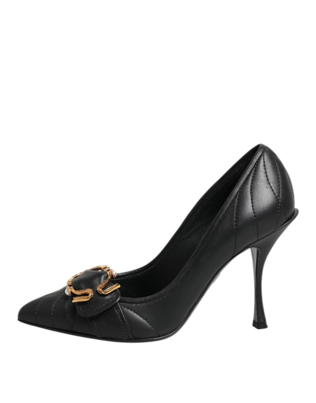 Women’s Dolce &amp; Gabbana Black Devotion Leather Heels Pumps Shoes