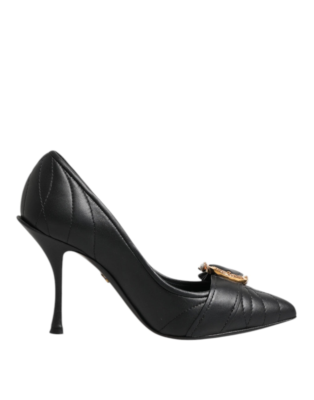 Women’s Dolce &amp; Gabbana Black Devotion Leather Heels Pumps Shoes