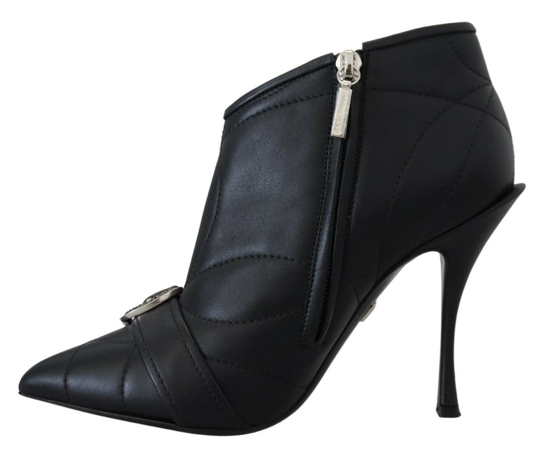 Dolce &amp; Gabbana Black Devotion Quilted Buckled Ankle Boots Shoes