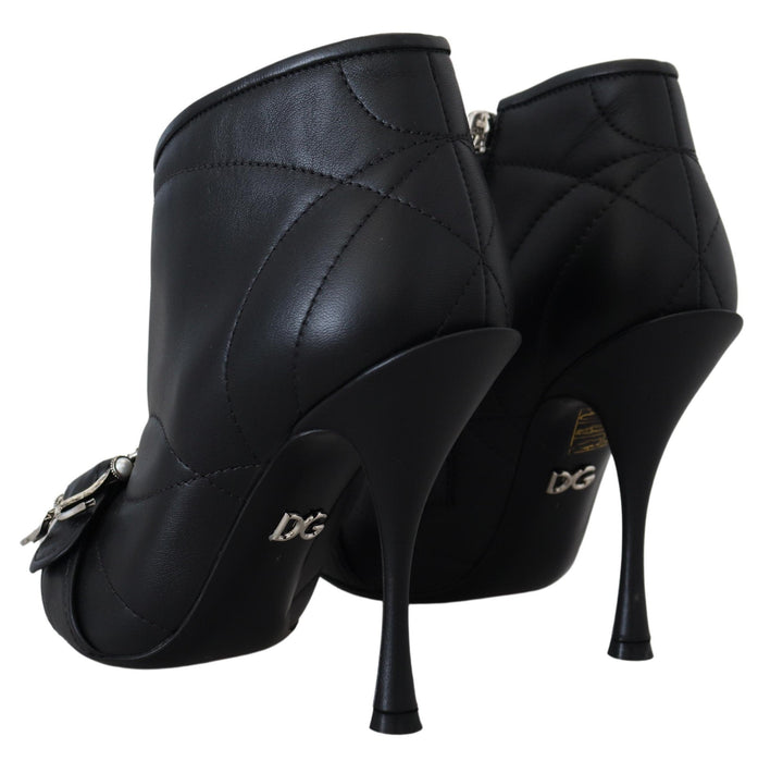 Dolce &amp; Gabbana Black Devotion Quilted Buckled Ankle Boots Shoes